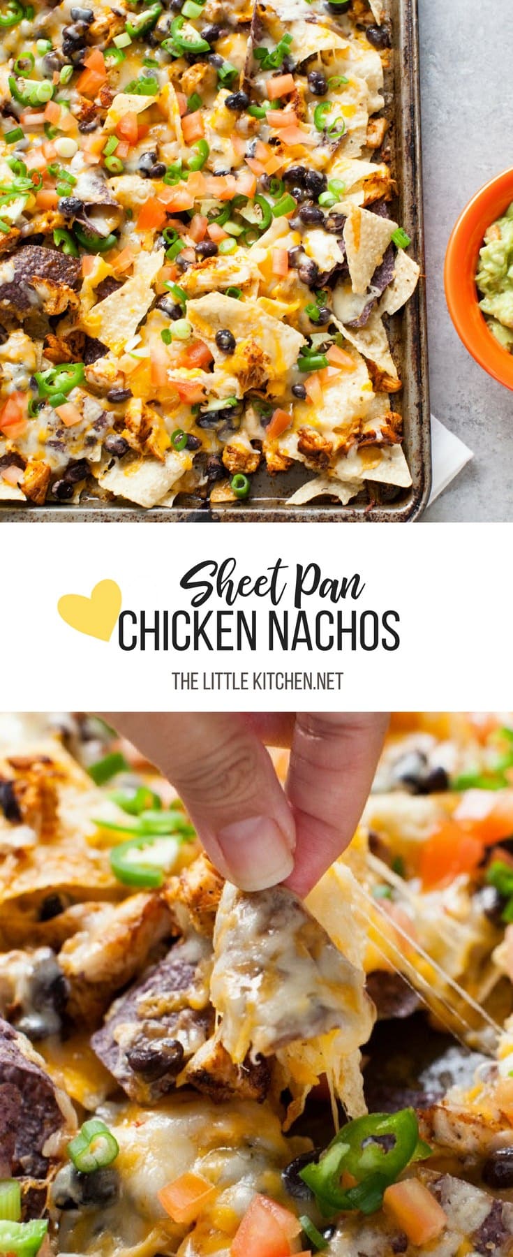 Sheet Pan Chicken Nachos from thelittlekitchen.net