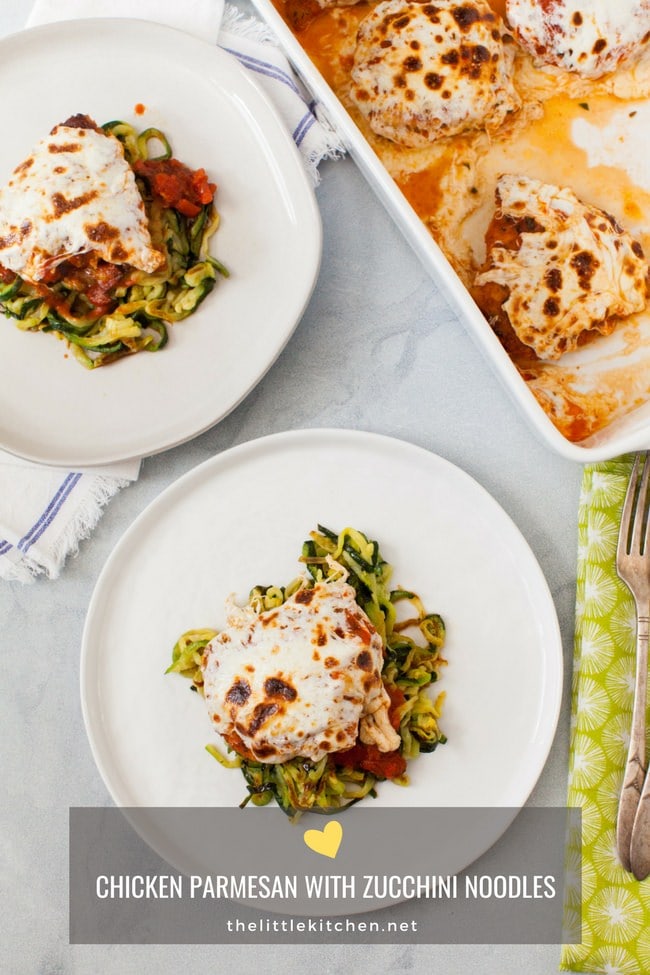 Chicken Parmesan with Zucchini Noodles from thelittlekitchen.net