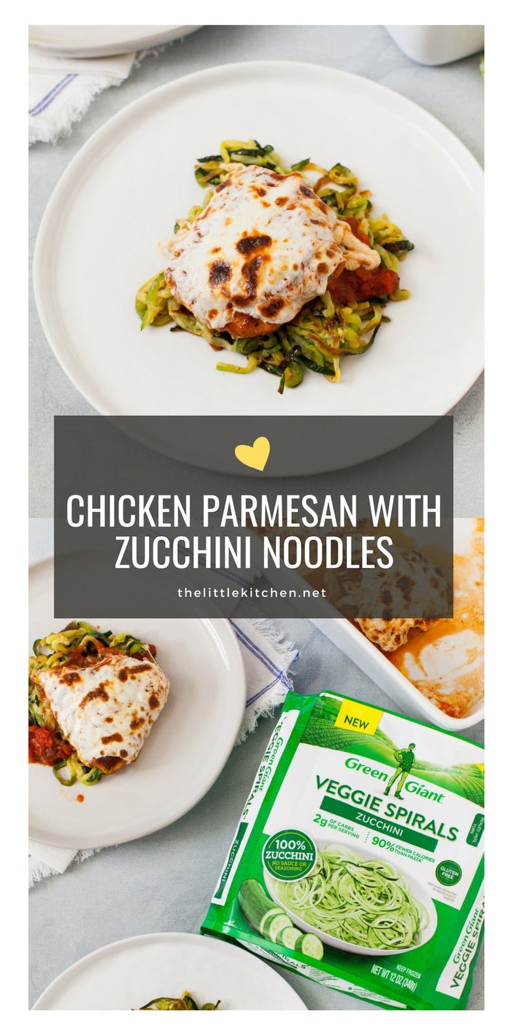 Chicken Parmesan with Zucchini Noodles from thelittlekitchen.net