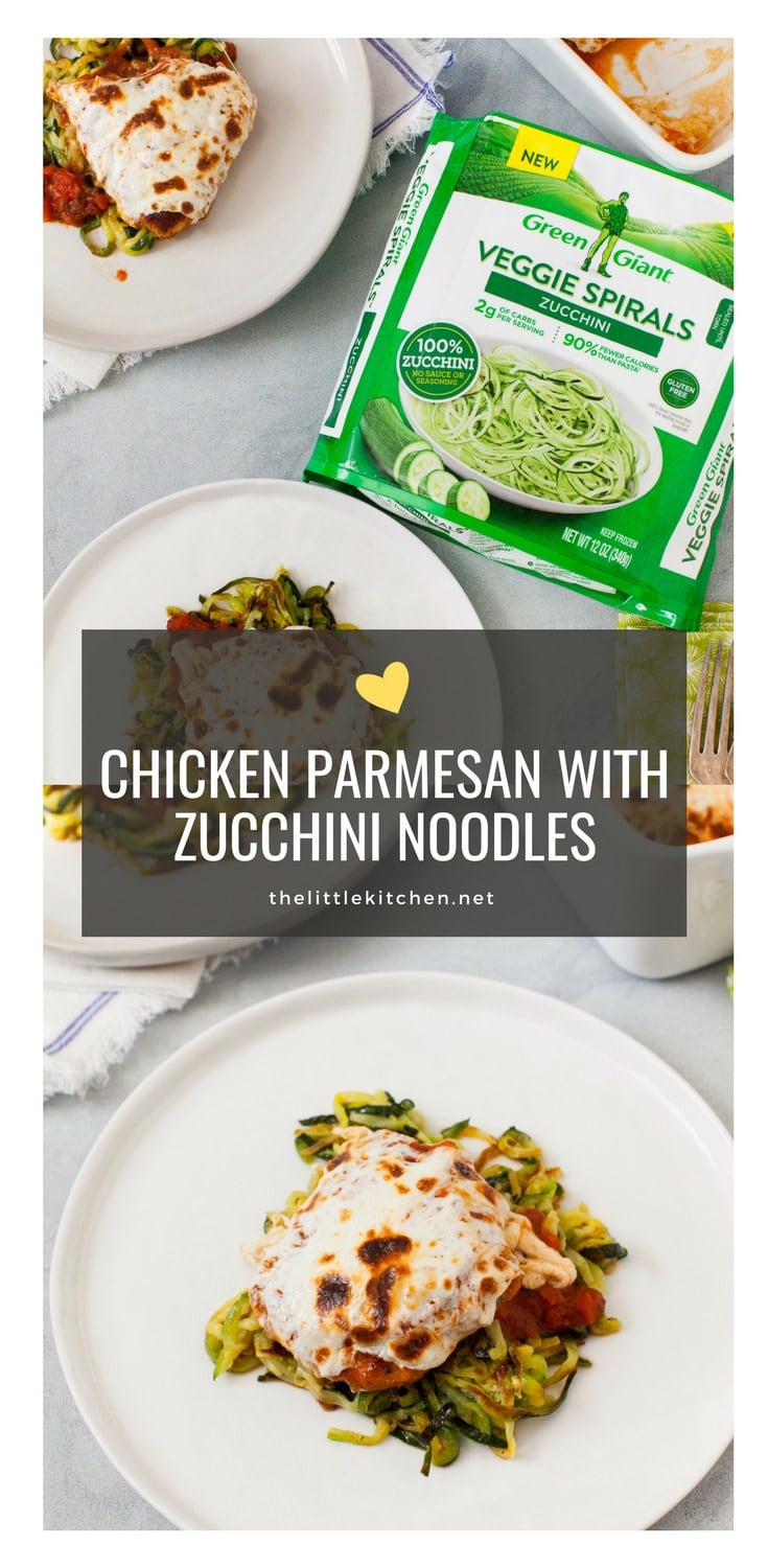 Chicken Parmesan with Zucchini Noodles from thelittlekitchen.net