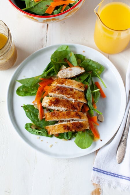 Spinach Salad with Panko-Crusted Chicken and Orange-Ginger Salad ...