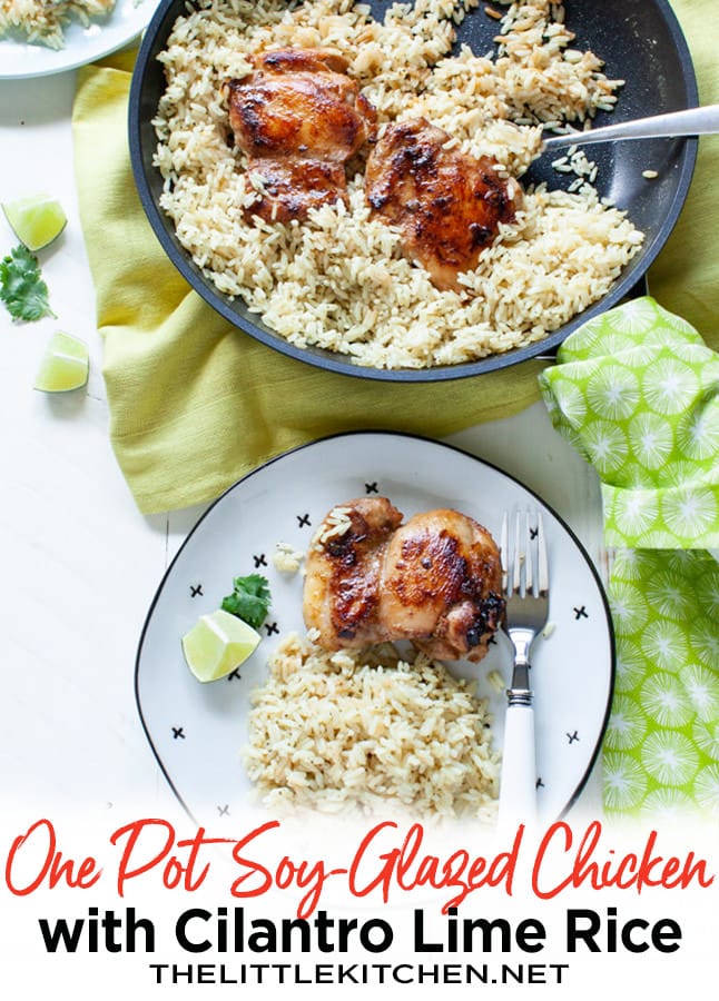 One Pot Soy-Glazed Chicken with Cilantro Lime Rice from thelittlekitchen.net