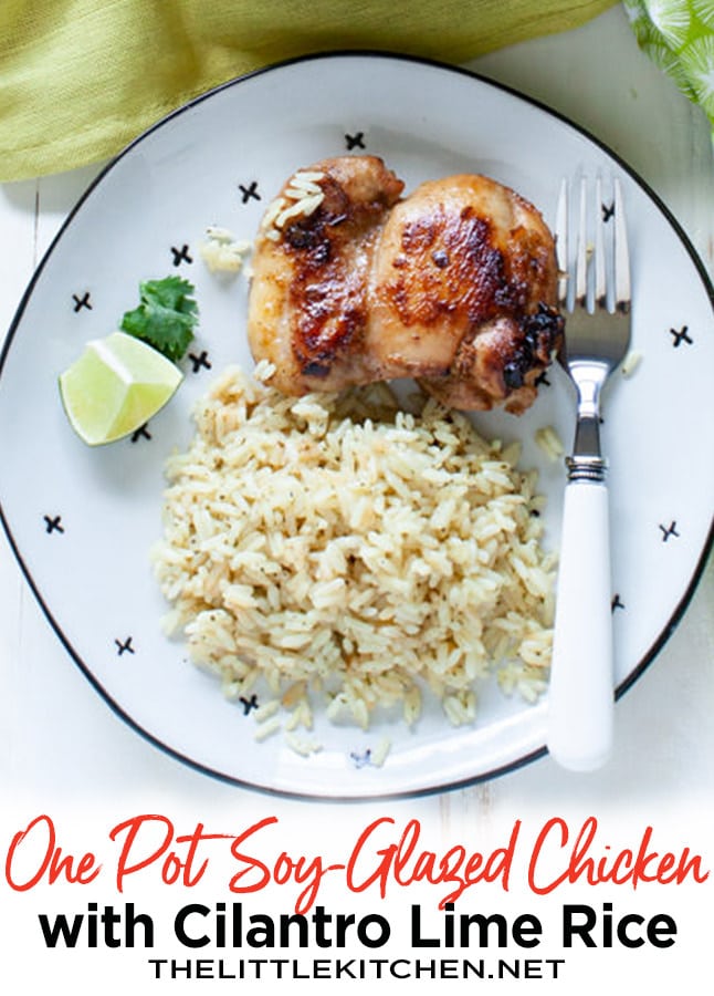 One Pot Soy-Glazed Chicken with Cilantro Lime Rice from thelittlekitchen.net