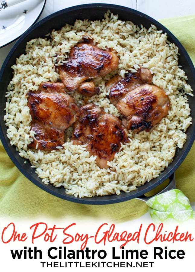 One Pot Soy-Glazed Chicken with Cilantro Lime Rice from thelittlekitchen.net