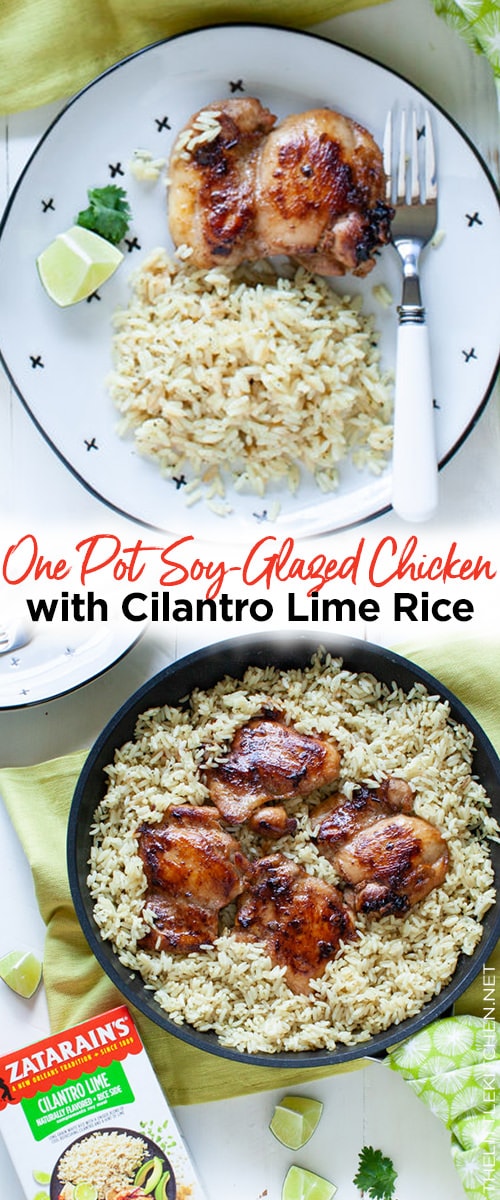 One Pot Soy-Glazed Chicken with Cilantro Lime Rice from thelittlekitchen.net