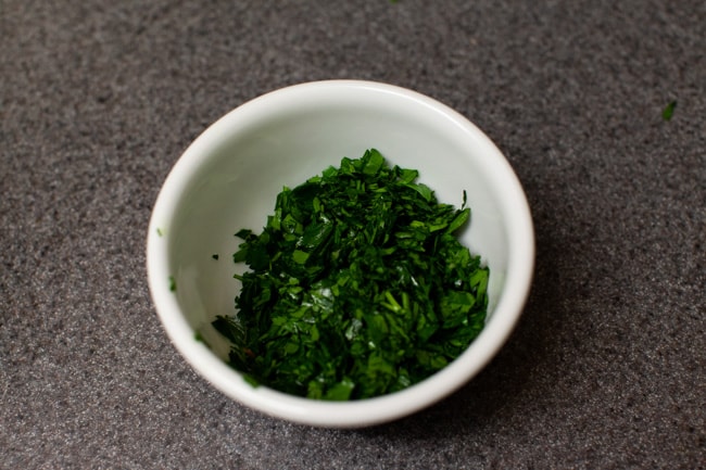 chopped parsley in a bowl