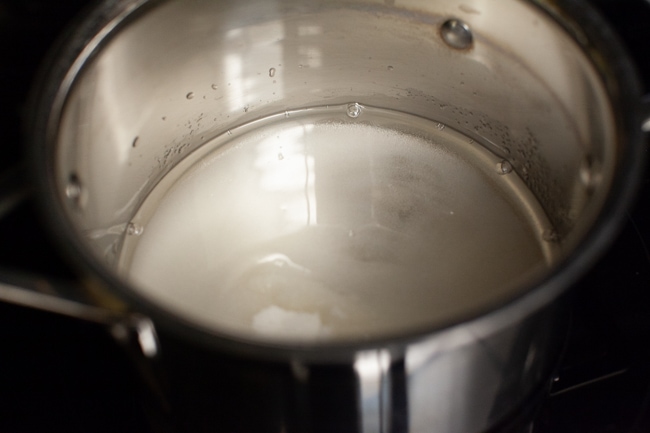 sugar and water in a saucepan