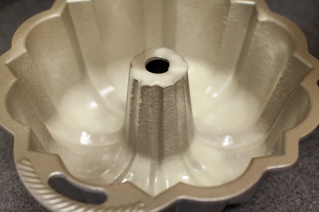 Sprayed Bundt cake pan