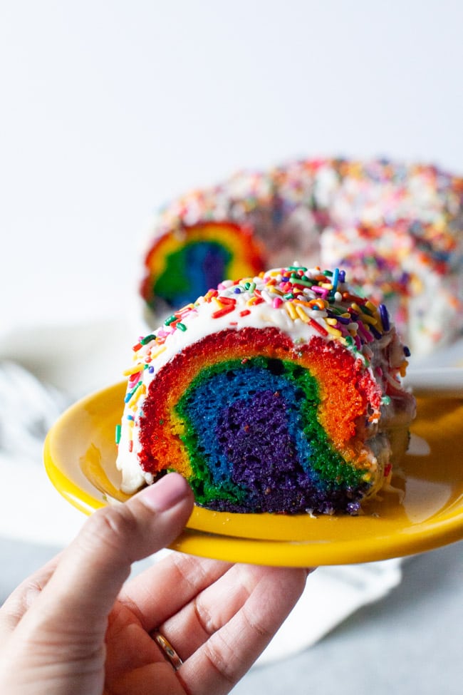 How to Make a Rainbow Bundt Cake - The Little Kitchen