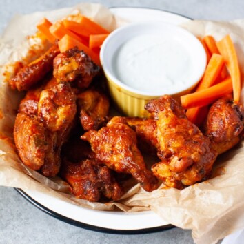 Buffalo Air Fryer Chicken Wings with Blue Cheese Dip