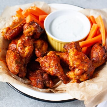 Air Fryer Buffalo Wings with Blue Cheese Dip