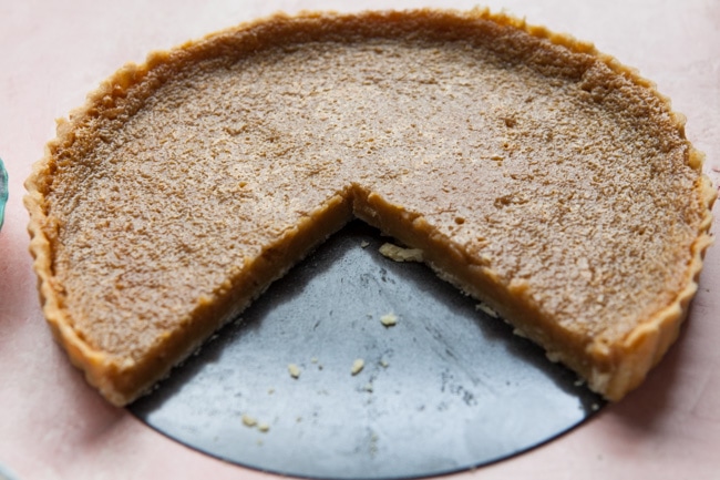 Sugar Pie with two slices cut out