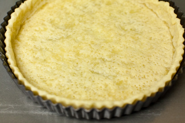 Baked Sugar Pie Crust in tart pan