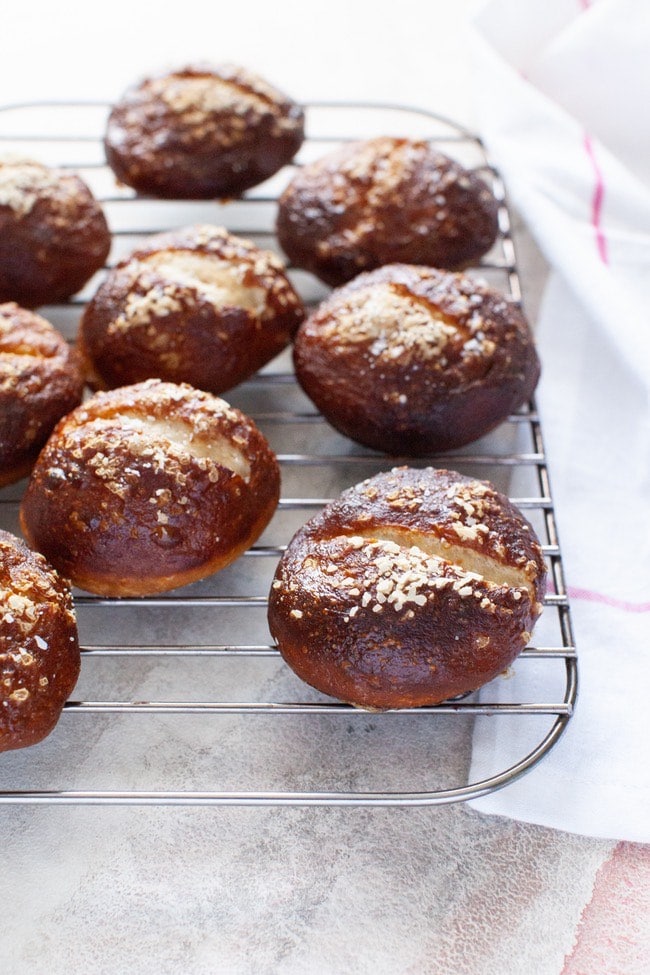 Pretzel Slider Rolls from thelittlekitchen.net