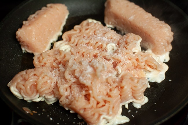 Skillet with ground turkey cooking