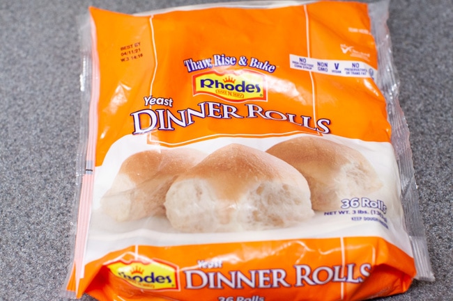 a bag of Rhodes frozen Yeast Dinner Rolls