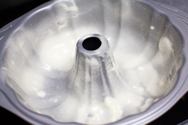 bundt pan with baking spray