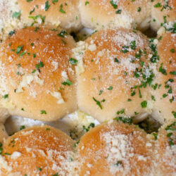 garlic rolls in a baking dish